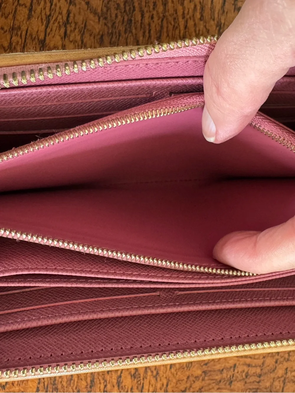 Louis Vuitton Limited Edition Pink Monogram Jacquard Denim Zippy Wallet w/COA